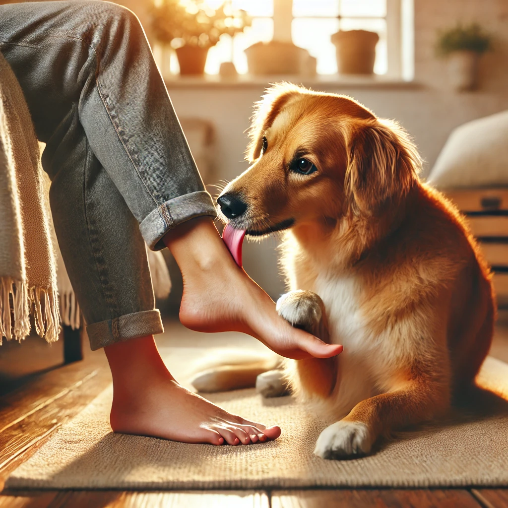 why does my dog lick my feet